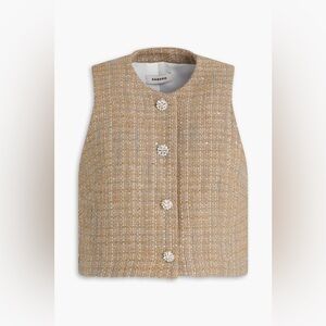 SANDRO Metallic Cotton-Blend Tweed Top